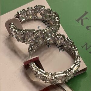 NWOT Kate Spade Silver Crystal Pave Hoop Earrings